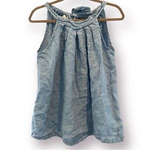 BELLAMBRA Chambray Linen Sleeveless Halter Top Medium